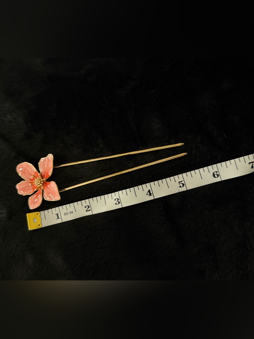 NWOT Other Stories Gold-Tone Hair Pin with Pink Flower